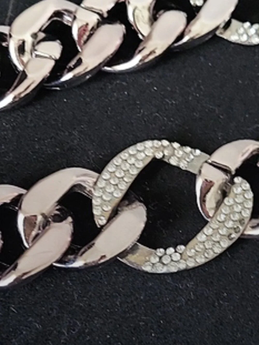 Wide Chain Belt Acrylic Large Metallic Links Metal Pave' Rhinestone Links 27